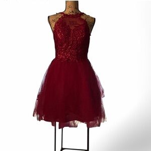 Elegant Red Lace Cocktail Dress